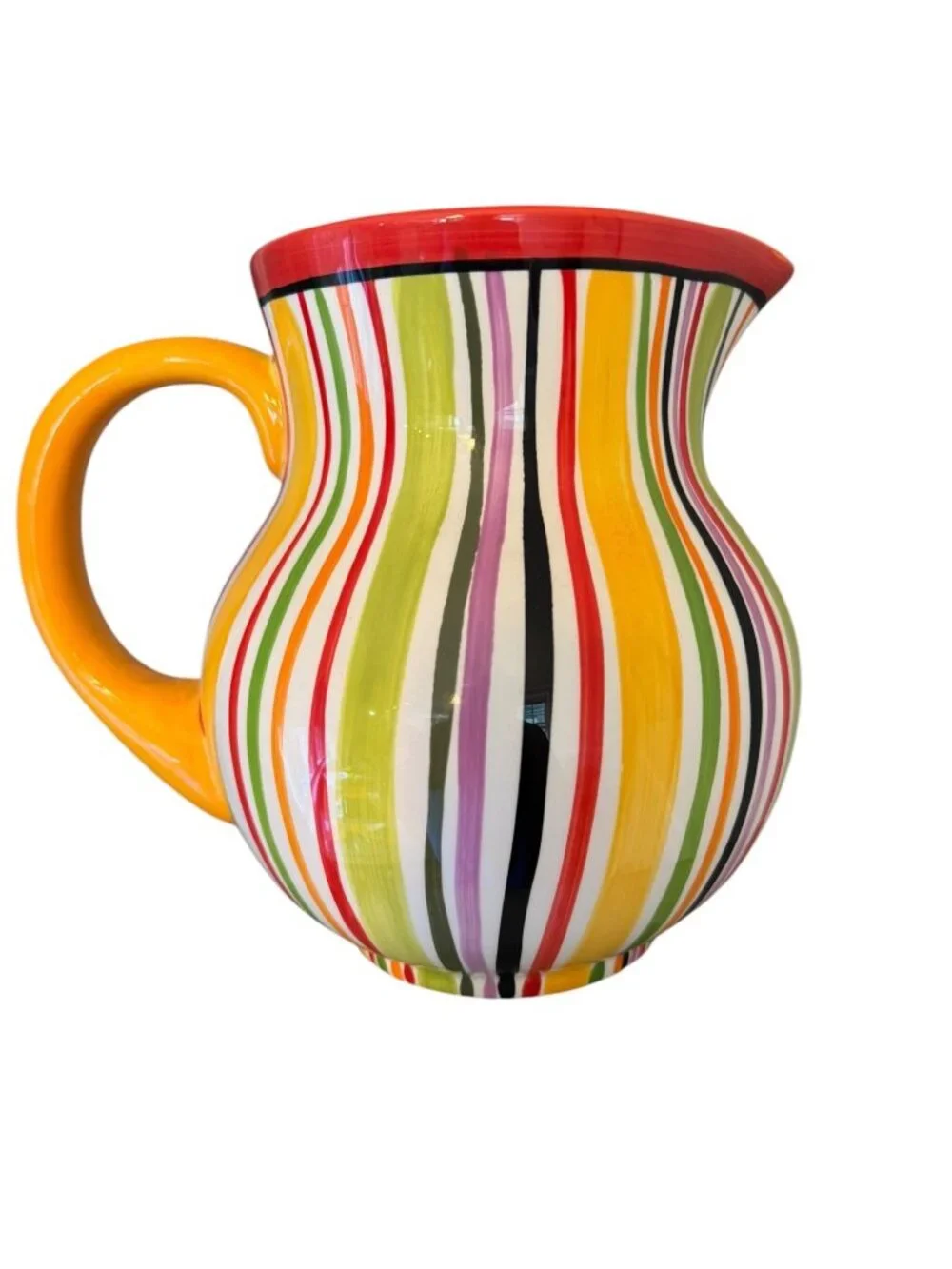Crate & Barrel Multicolor  Carnival Striped Pitcher With  Handle 7